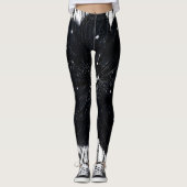 Collants Imprimés de Feuille de Palmier Noir et Bl (Devant)