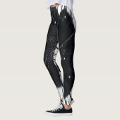 Collants Imprimés de Feuille de Palmier Noir et Bl (Gauche)
