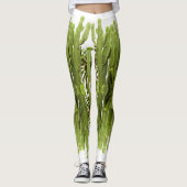 Collants imprimés de plante succulente verte funky (Devant)