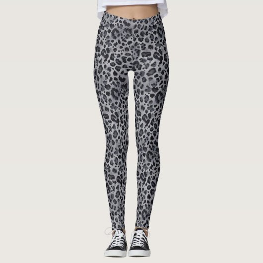 Collants imprimés léopard gris et noir (Devant)