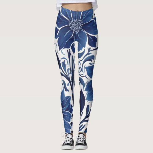 collants jardin fleur indigo (Devant)