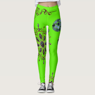 collants longs bleu vert citron or