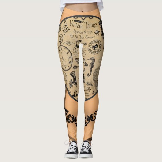 collants longs orange foncé noir (Devant)