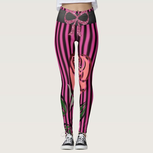 collants longs rose noir (Devant)