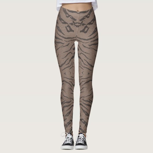 Collants marron à motif tigre sans couture (Devant)