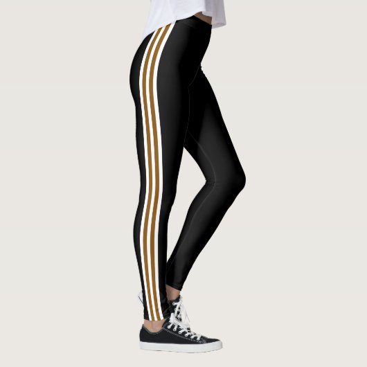 Collants marron blanc rayure latérale noir (Droite)