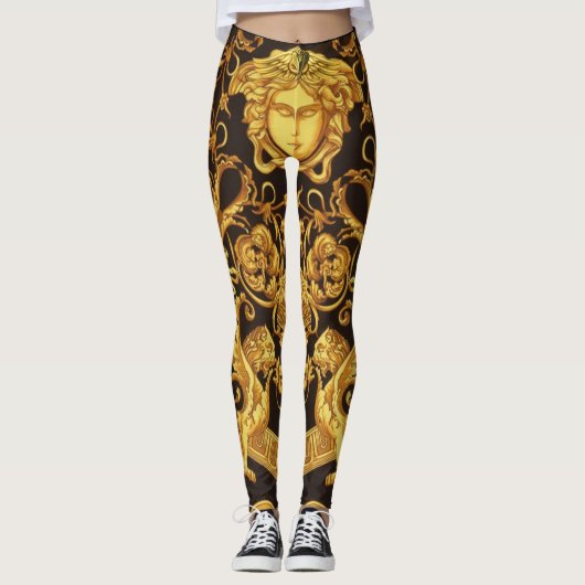 Collants Méduse Dorée avec Ornements Baroques (Devant)