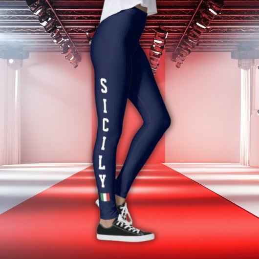 Collants Navy avec Sicile Verticale et Drapeau Ita