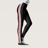 Collants noirs à rayure latérale rouge et blanche (Droite)