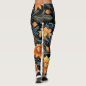 Collants noirs avec des fleurs orange vibrantes  (Dos)