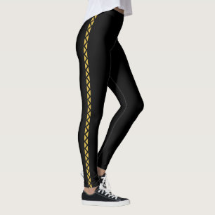 Collants noirs avec une large bande latérale dorée