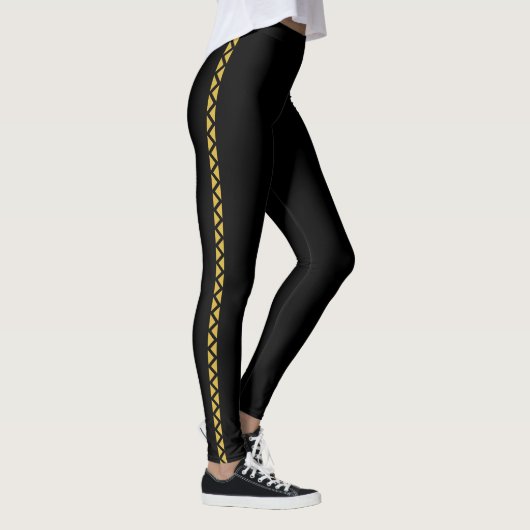Collants noirs avec une large bande latérale dorée (Droite)