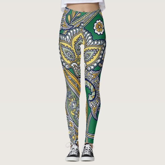 Collants Paisley Vert Emeraude (Devant)