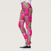 Collants patchwork imprimé léopard rose vif (Gauche)