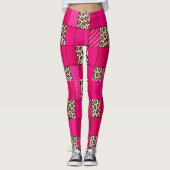 Collants patchwork imprimé léopard rose vif (Devant)