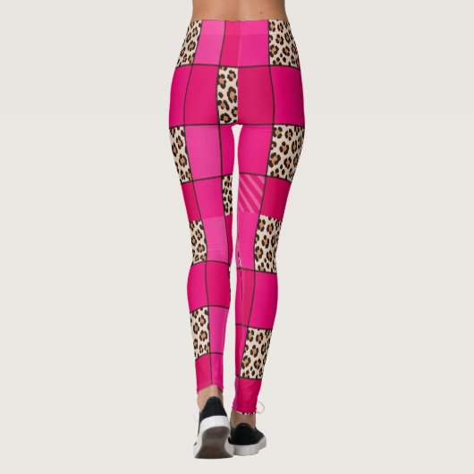 Collants patchwork imprimé léopard rose vif (Dos)