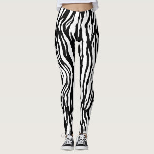 collants pour femmes à imprimé animal noir et blan