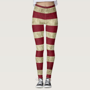Collants rayés blanc cassé et rouge