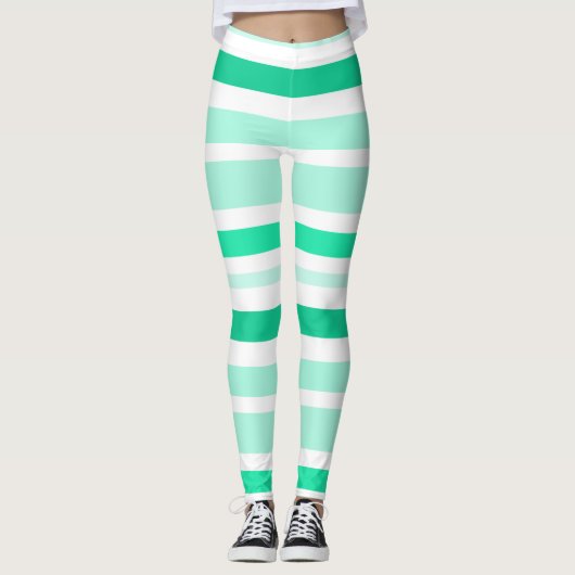 Collants rayés sarcelle et blanc (Devant)