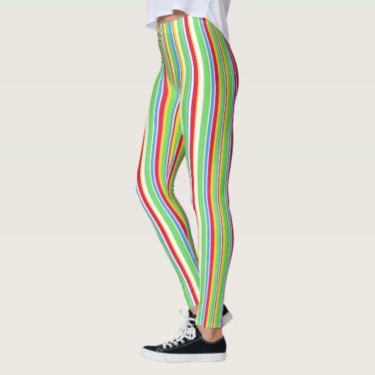 Collants rayés vert bleu rouge jaune vibrant (Gauche)