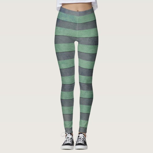 Collants rayés vert moyen et gris foncé (Devant)