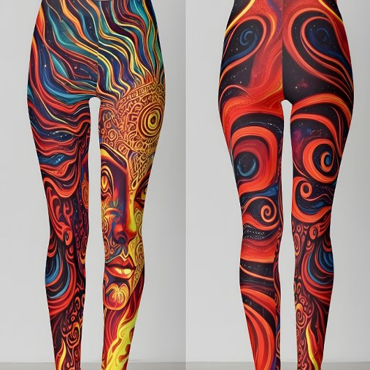 Collants Rétro Art Déesse Soleil Psychedelique