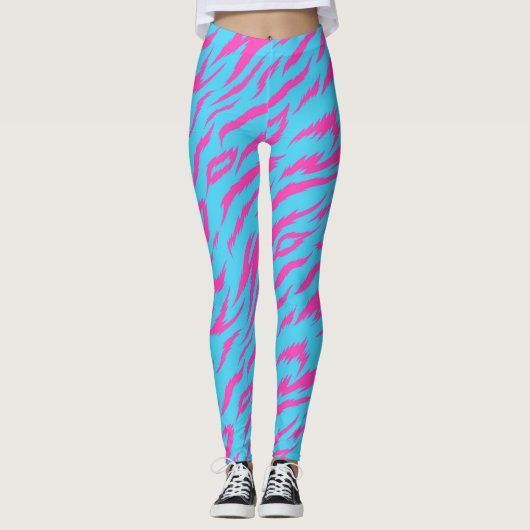 Collants rose flamboyant avec fond bleu clair (Devant)