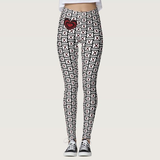 Collants rouge noir et blanc pour femmes (Devant)