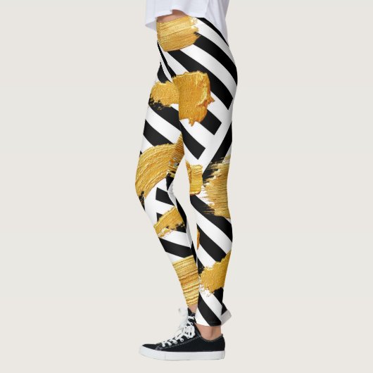Collants Stripe Gold Noir & Blanc  (Gauche)