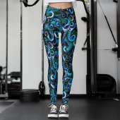 Collants Tentacules de Pieuvre Bleus et Verts