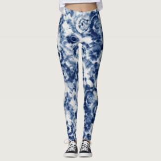 Collants Tie Dye Spirale Bleue