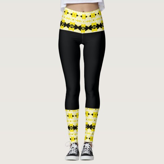 Collants Tribaux Jaune Clair et Noir (Devant)