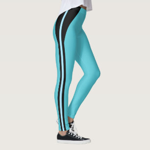 Collants turquoise à rayures noires
