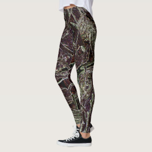 Collants verts abstraits Branches emmêlées 101