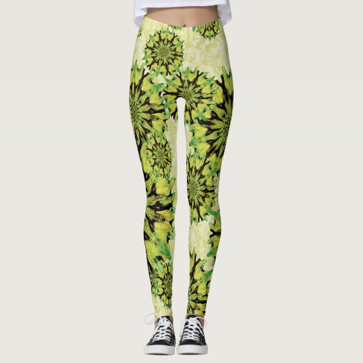 Collants verts tropicaux à cercles de corail (Devant)