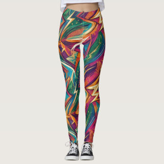 Collants vibrants abstraits géométriques pour femm