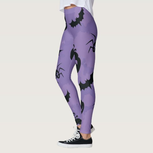 Collants violets d'Halloween avec créatures booo (Gauche)
