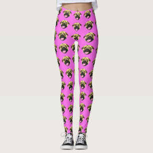 Collants visage de Pug rose