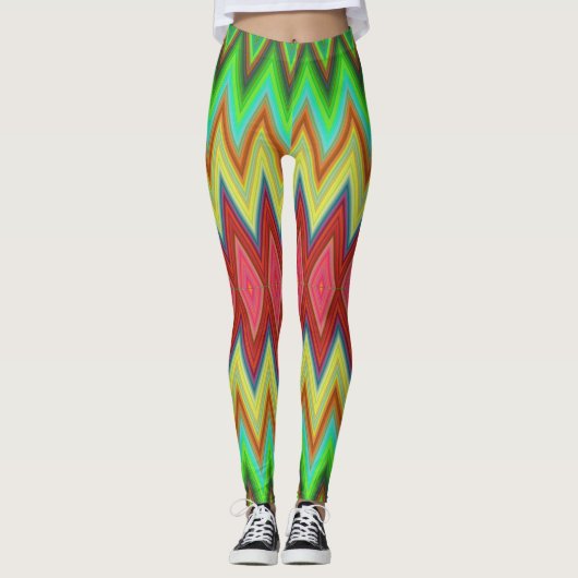 Collants vivement colorés avec un zigzag vibrant (Devant)