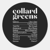 Collard Greens Nutrition Facts Thanksgiving Food C Ronde Sticker (Voorkant)