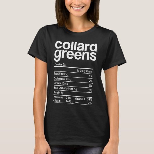 Collard Greens Nutrition Feit Funny Thanksgiving T-shirt (Voorkant)