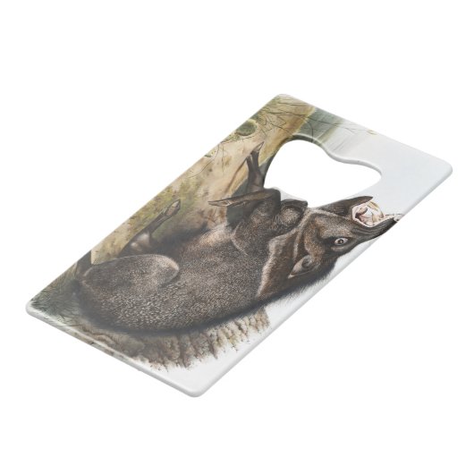 Collared Peccary Pig Camping Deco Gifts Kredietkaart Flessenopener (Achterkant Gekanteld)