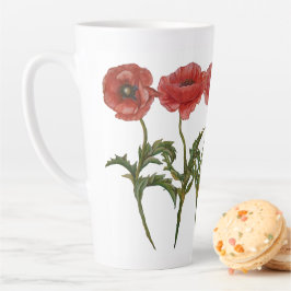 Collectie met rode papaver latte mok