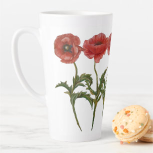 Collectie met rode papaver latte mok