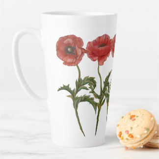 Collectie met rode papaver latte mok