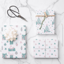 Collectie met roze en Turquoise Inpakpapier Vel