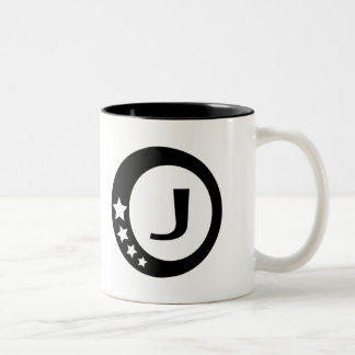 Collectie met zwarte en witte sterren tweekleurige koffiemok