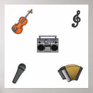 Collectie muziekinstrument poster