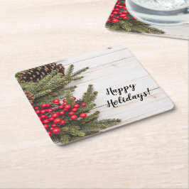 Collectie van de Grote en Holly Holiday Vierkante Kartonnen Onderzetter