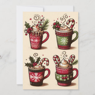 Collectie van feestelijke koffiebekers, kerstdecor feestdagenkaart